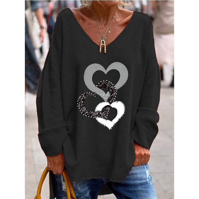 Valeska | Pullover mit V-Ausschnitt und Herzmuster