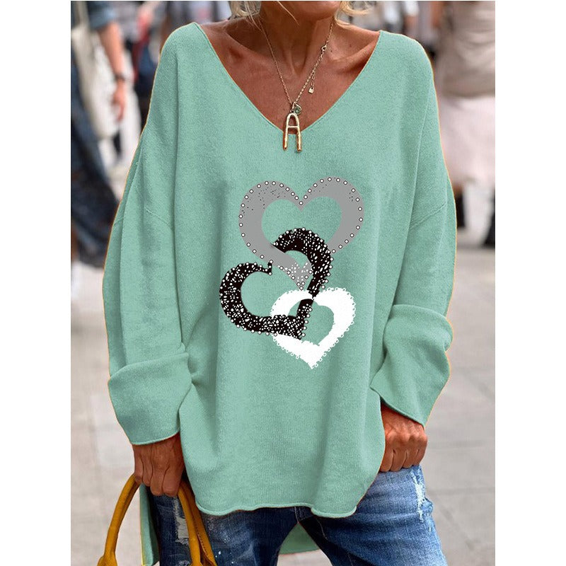 Valeska | Pullover mit V-Ausschnitt und Herzmuster