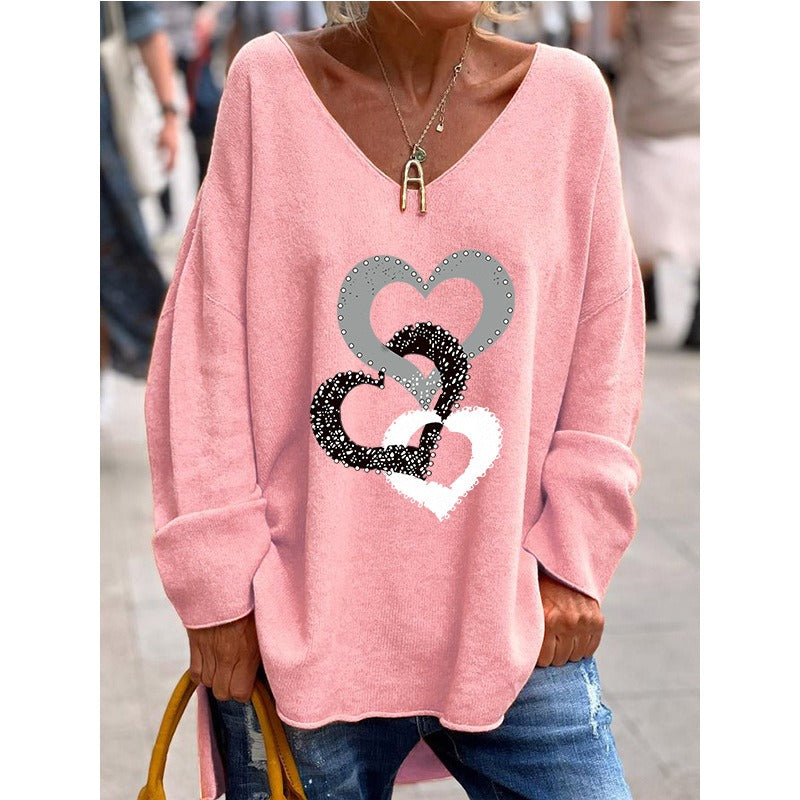 Valeska | Pullover mit V-Ausschnitt und Herzmuster