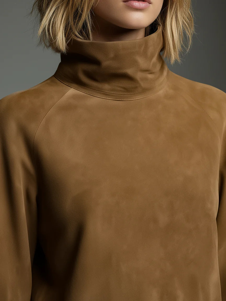 Bernhardine | Minikleid in Wildleder-Optik mit Stehkragen
