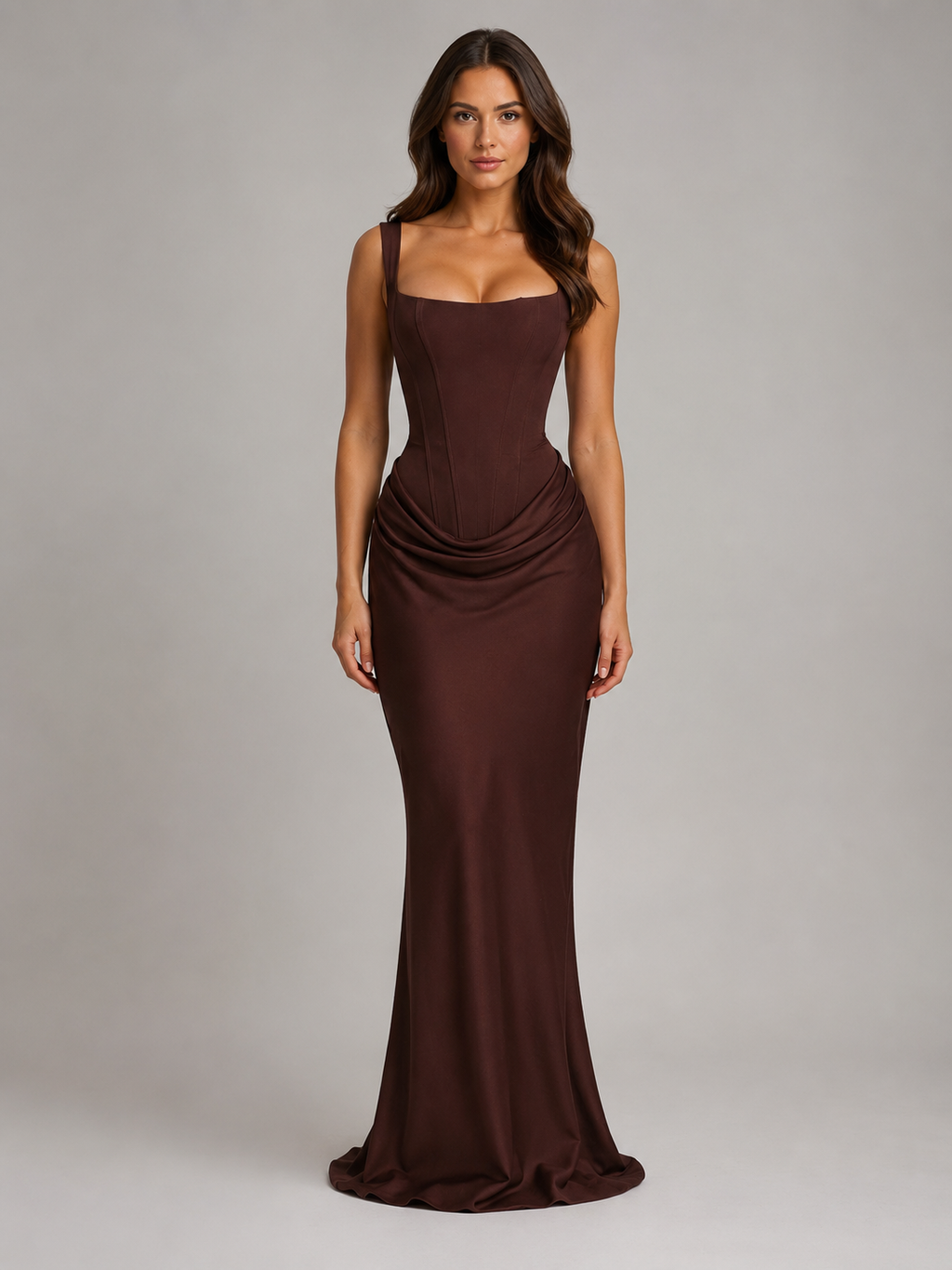 Adriana | Drapiertes Maxikleid mit Korsagenoberteil