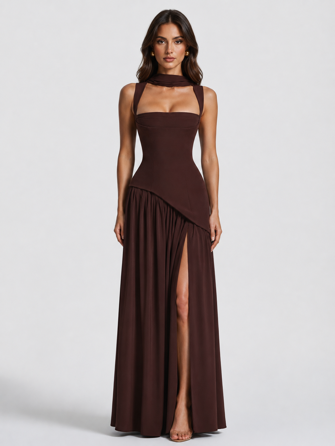 Kerstin | Asymmetrisches Maxikleid mit Beinschlitz