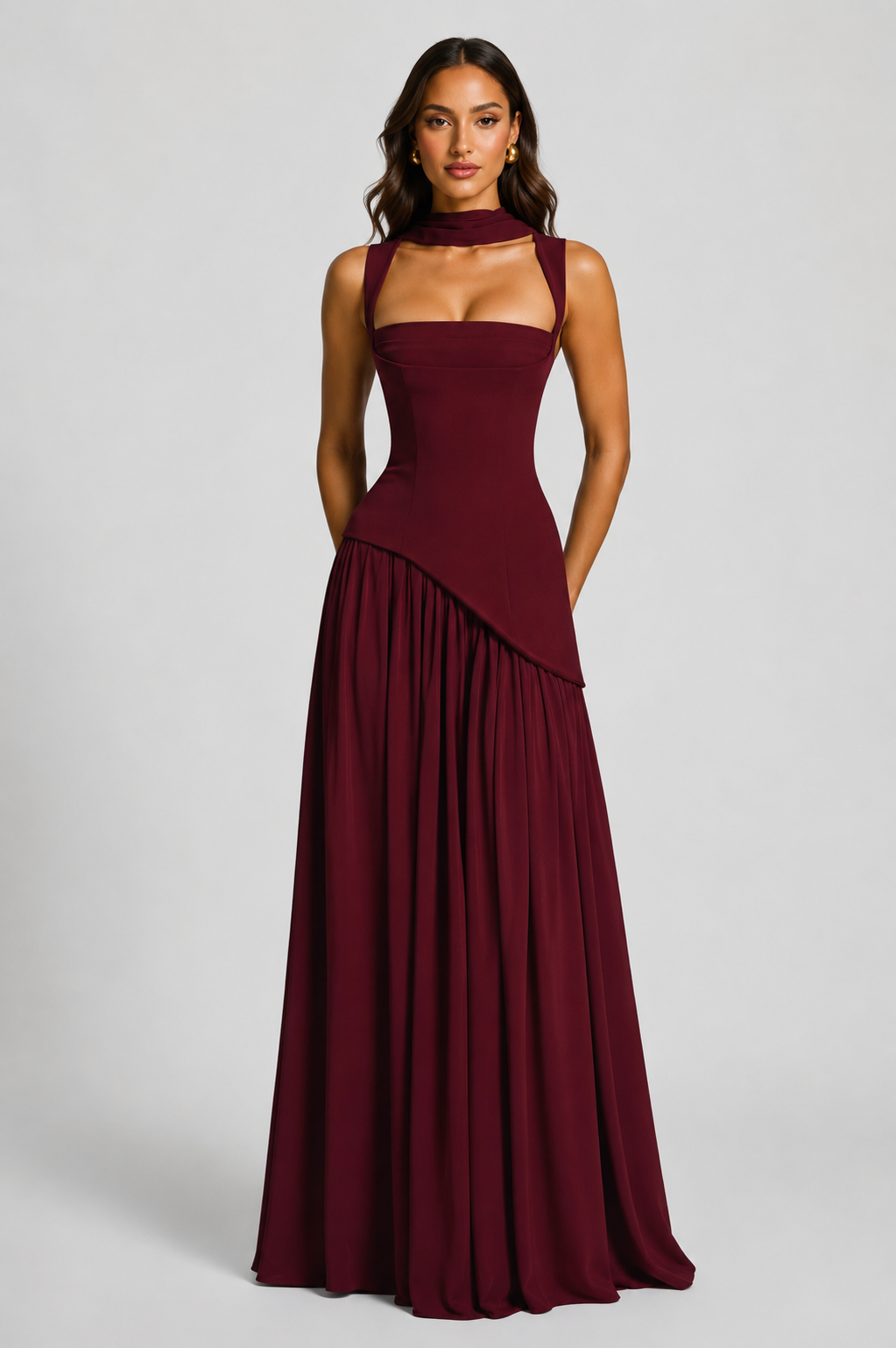Kerstin | Asymmetrisches Maxikleid mit Beinschlitz