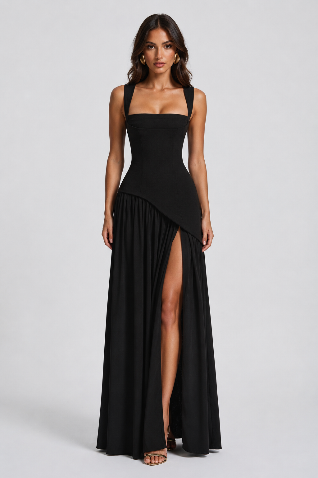 Kerstin | Asymmetrisches Maxikleid mit Beinschlitz