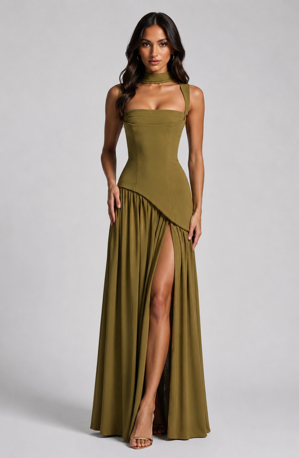 Kerstin | Asymmetrisches Maxikleid mit Beinschlitz