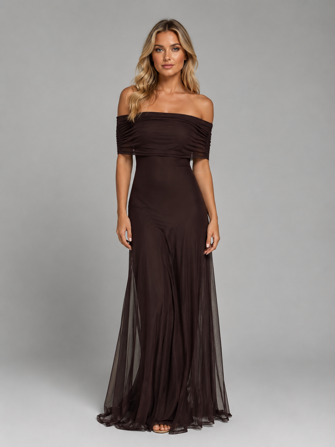 Konstanze | Off-Shoulder-Maxikleid aus Chiffon