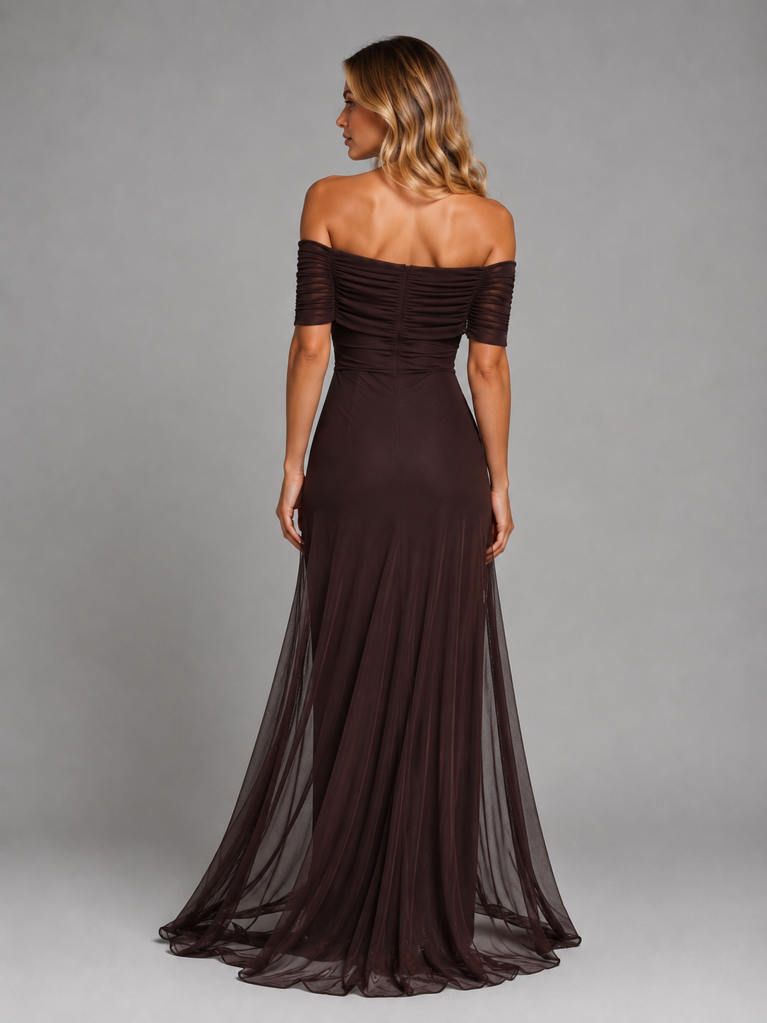 Konstanze | Off-Shoulder-Maxikleid aus Chiffon