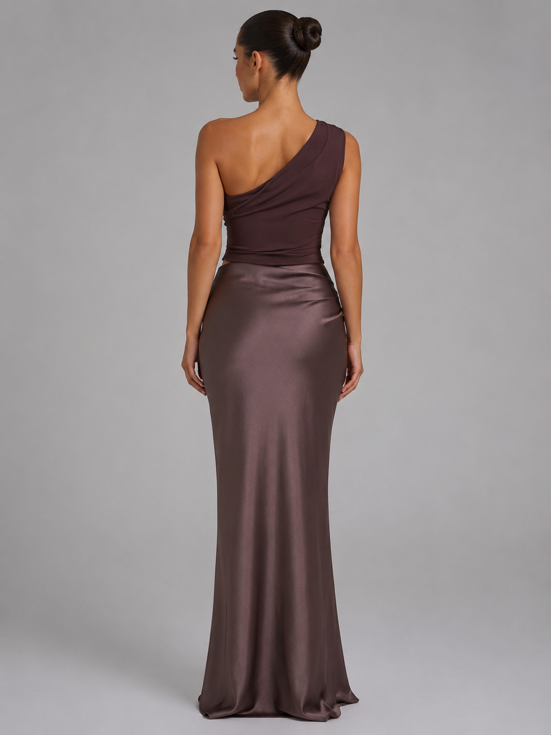 Susanne | One-Shoulder-Maxikleid in Satinoptik