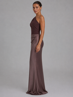 Susanne | One-Shoulder-Maxikleid in Satinoptik