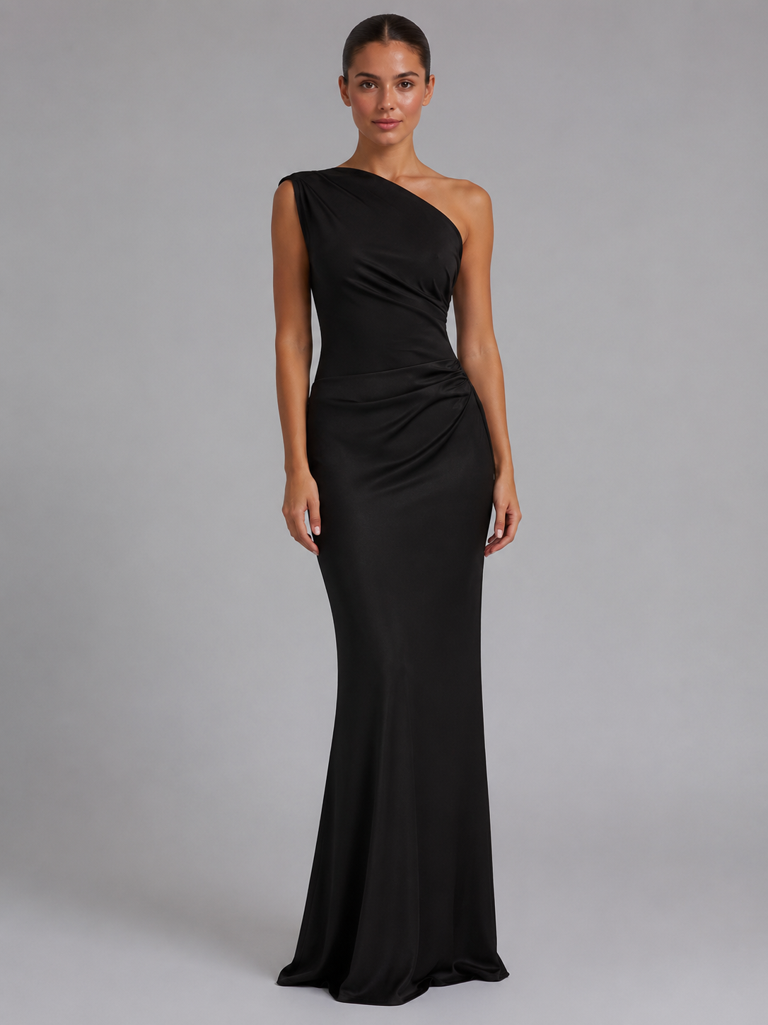 Susanne | One-Shoulder-Maxikleid in Satinoptik