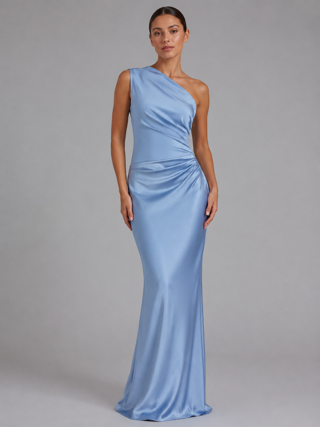 Susanne | One-Shoulder-Maxikleid in Satinoptik