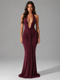 Rosalinde | Neckholder-Maxikleid mit Raffung
