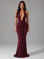 Rosalinde | Neckholder-Maxikleid mit Raffung