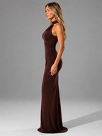 Philippa | Hochgeschlossenes Maxikleid mit Seitenschlitz