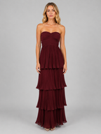 Henrike | Trägerloses Maxikleid mit Stufenrock