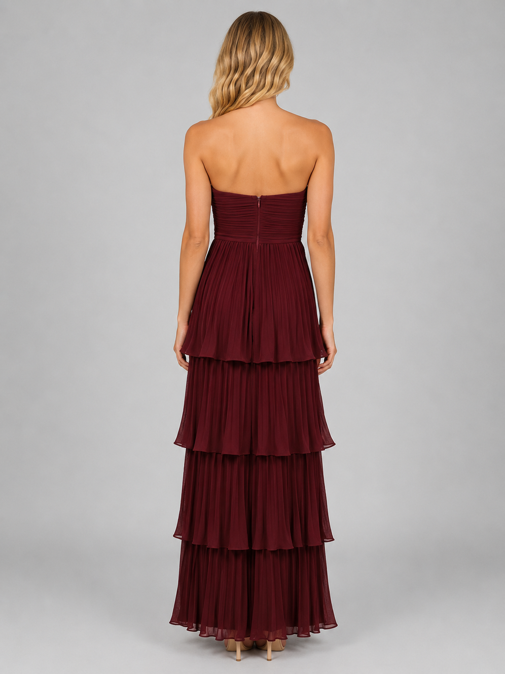 Henrike | Trägerloses Maxikleid mit Stufenrock