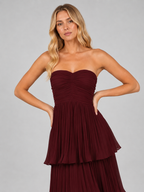 Henrike | Trägerloses Maxikleid mit Stufenrock
