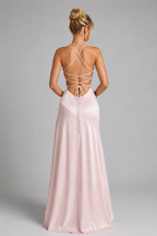 Theresia | Maxikleid mit schmalen Trägern und Asymmetriesaum