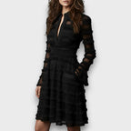 Tabea | Schwarzes Kleid mit transparenten Einsätzen