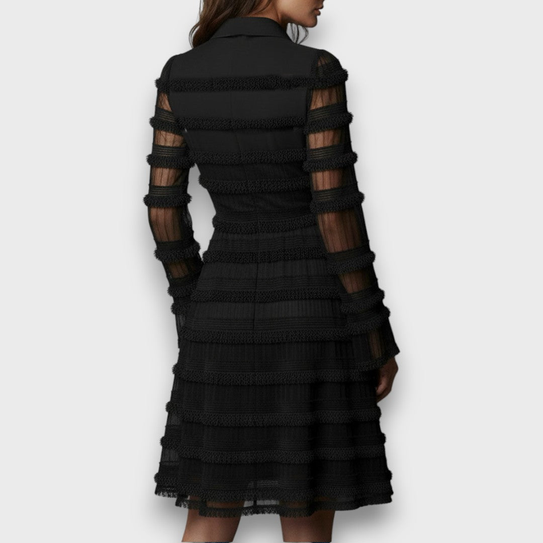 Tabea | Schwarzes Kleid mit transparenten Einsätzen