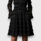 Tabea | Schwarzes Kleid mit transparenten Einsätzen