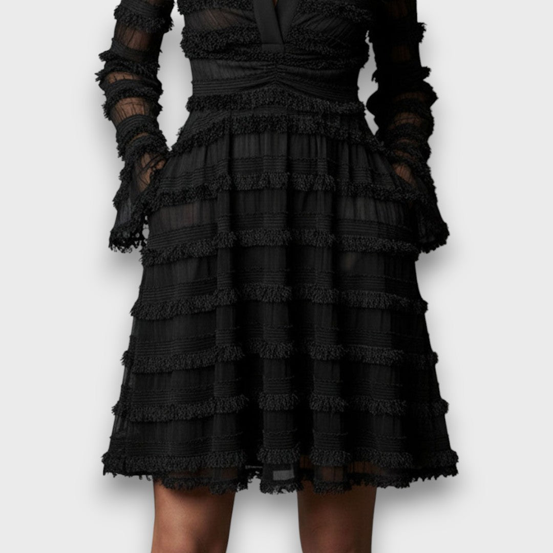 Tabea | Schwarzes Kleid mit transparenten Einsätzen