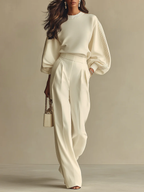 Ylva | Geripptes Strick-Set mit weiter Hose