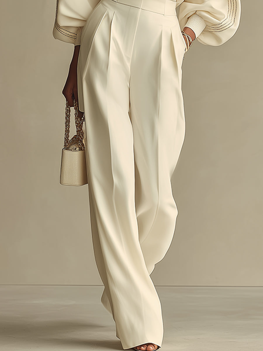 Ylva | Geripptes Strick-Set mit weiter Hose