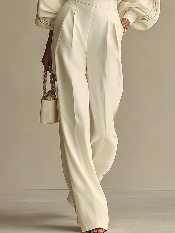 Ylva | Geripptes Strick-Set mit weiter Hose