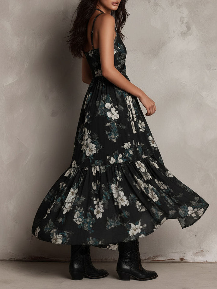 Eleonora | Trägerloses Bohemian-Maxikleid mit Blumenprint