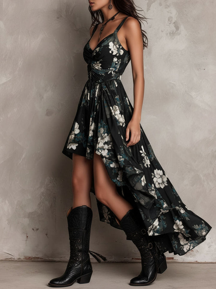 Eleonora | Trägerloses Bohemian-Maxikleid mit Blumenprint