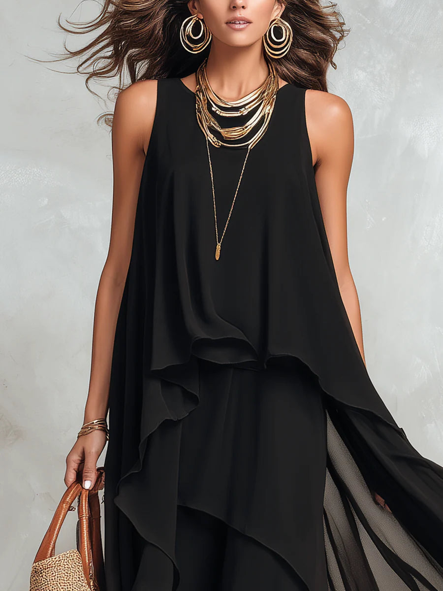Lore | Chiffon-Maxikleid mit Stufenrock
