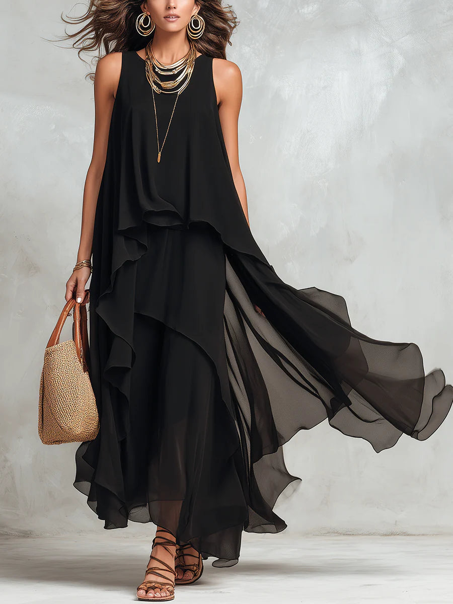 Lore | Chiffon-Maxikleid mit Stufenrock