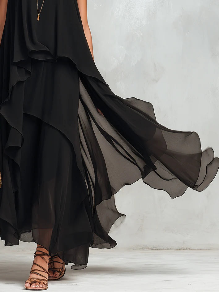 Lore | Chiffon-Maxikleid mit Stufenrock