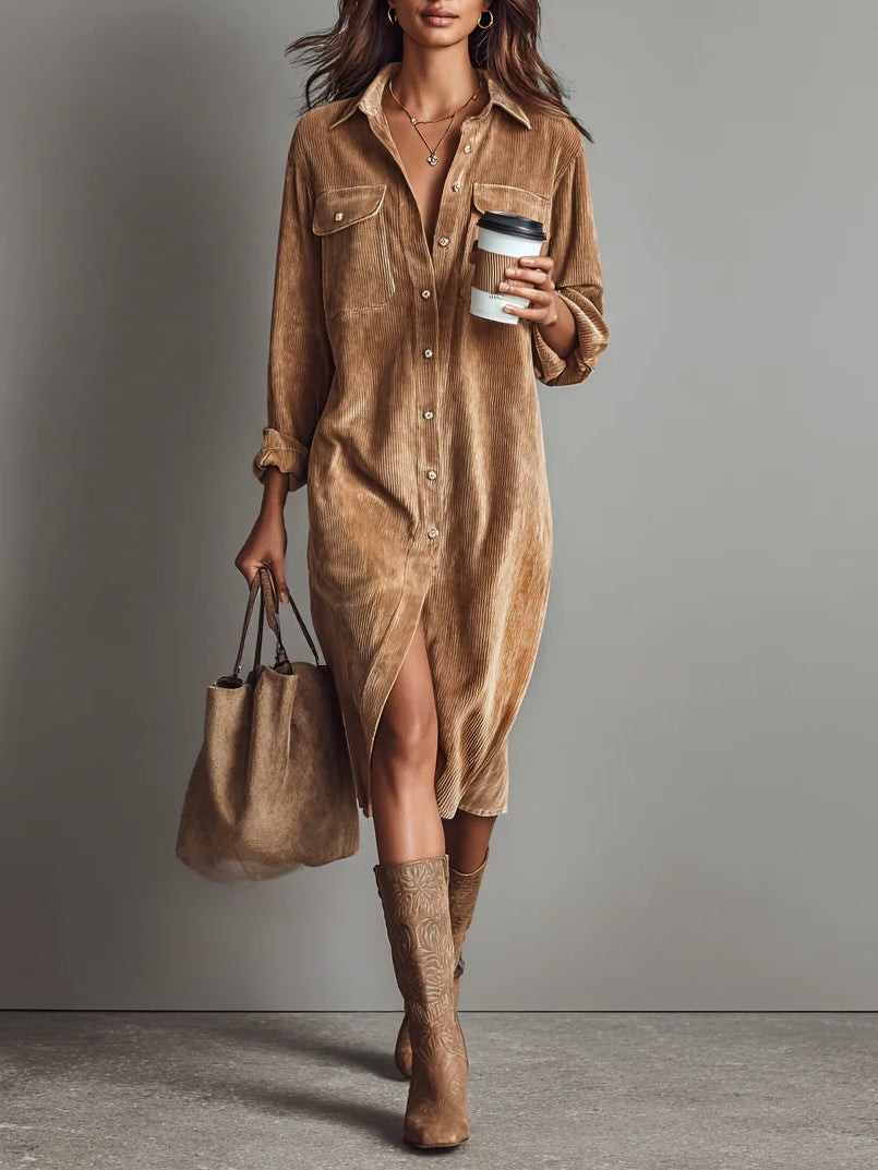 Svenne | Midikleid aus Cord mit Taschen