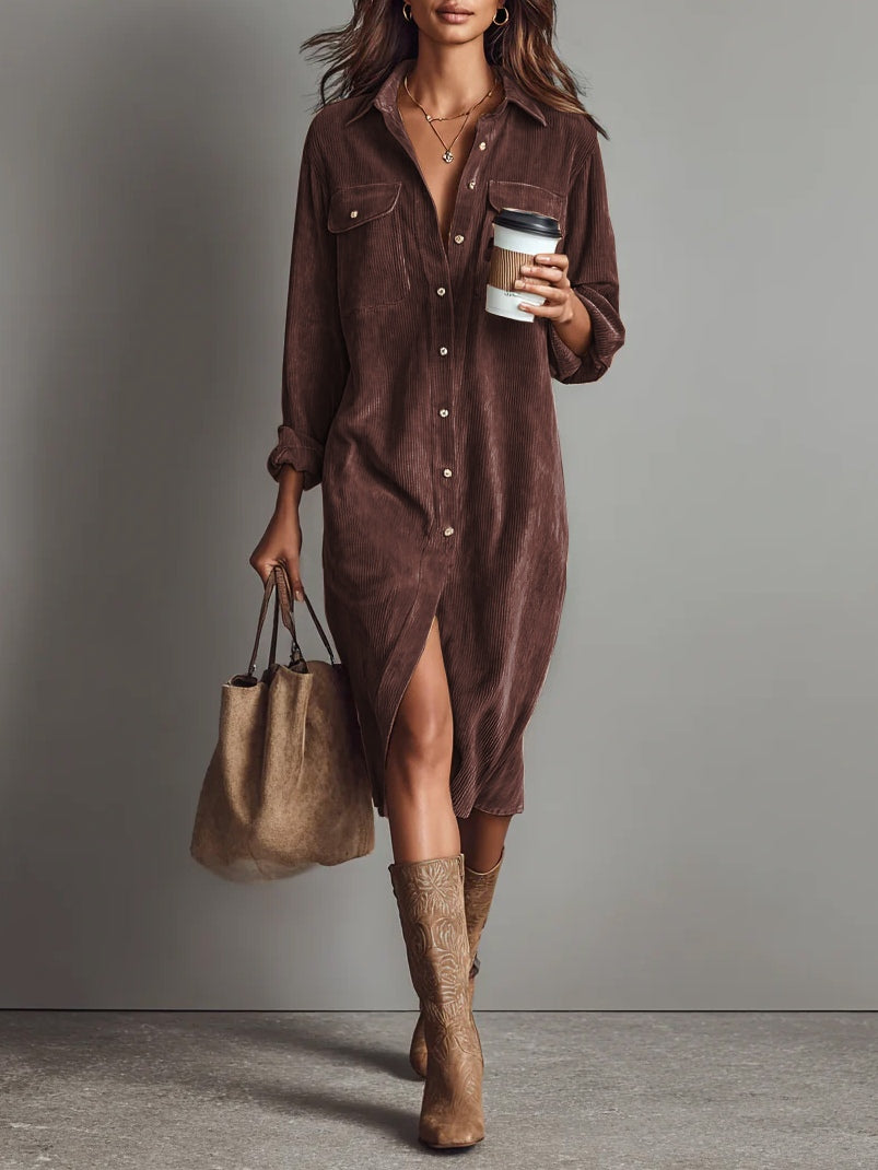 Svenne | Midikleid aus Cord mit Taschen