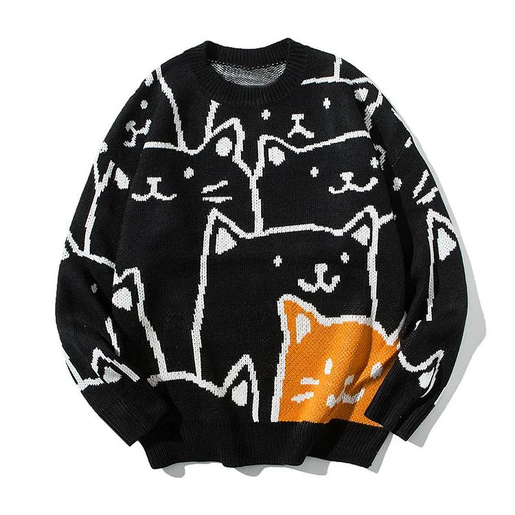 Yara | Strickpullover mit Katzenmotiv