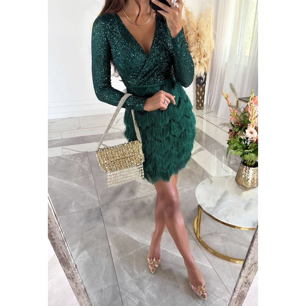 Rosa-Berta | Pailletten-Partykleid mit Fransen