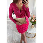 Rosa-Berta | Pailletten-Partykleid mit Fransen