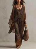 Xenia | Fließendes Dreiteiler-Set mit Leo-Print im Boho-Stil