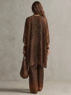 Xenia | Fließendes Dreiteiler-Set mit Leo-Print im Boho-Stil