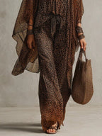 Xenia | Fließendes Dreiteiler-Set mit Leo-Print im Boho-Stil
