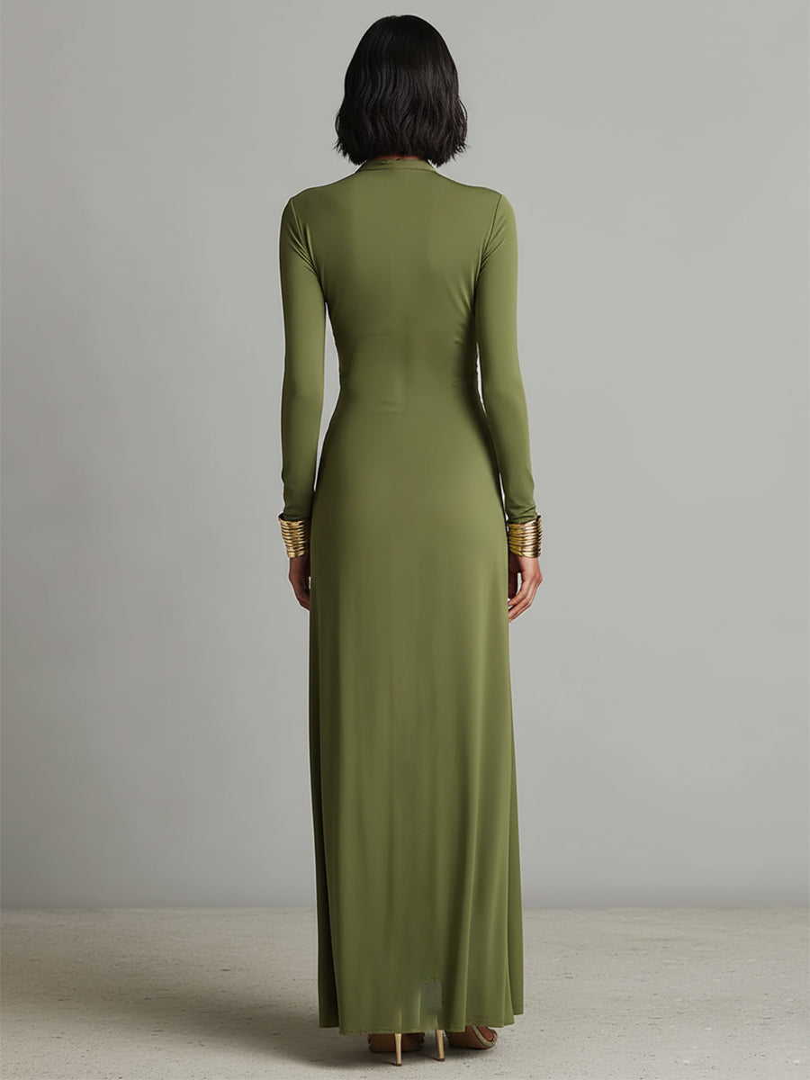Wiltraud | Maxikleid mit tiefem V-Ausschnitt und Volants