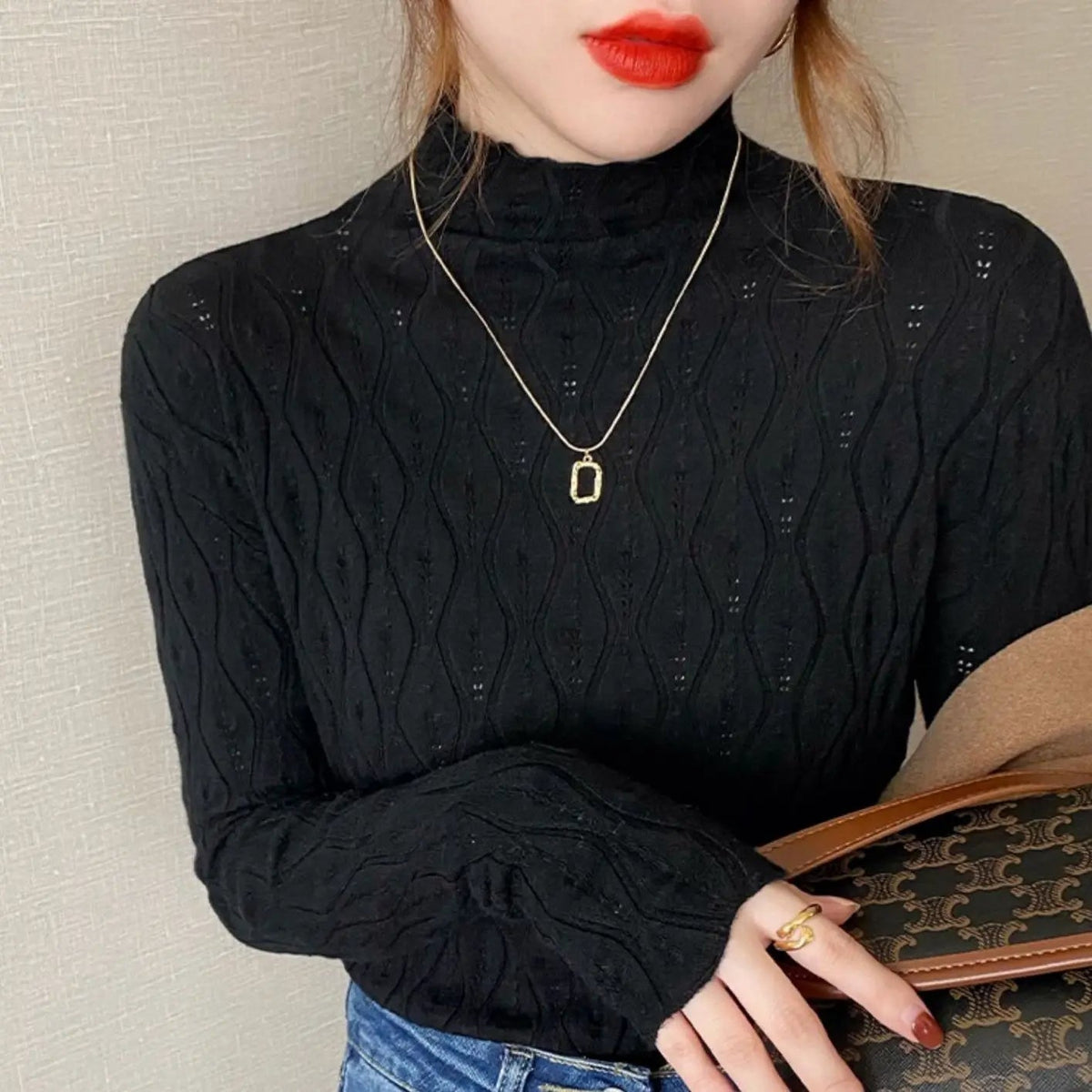 Vroni | Gemusterter Strickpullover in Einheitsgröße