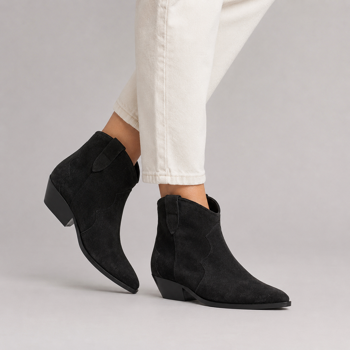 Pia | Stiefeletten in Wildleder-Optik mit Blockabsatz