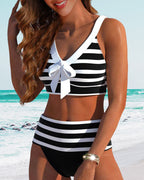 Alina | Gestreifter Bikini mit hoher Taille