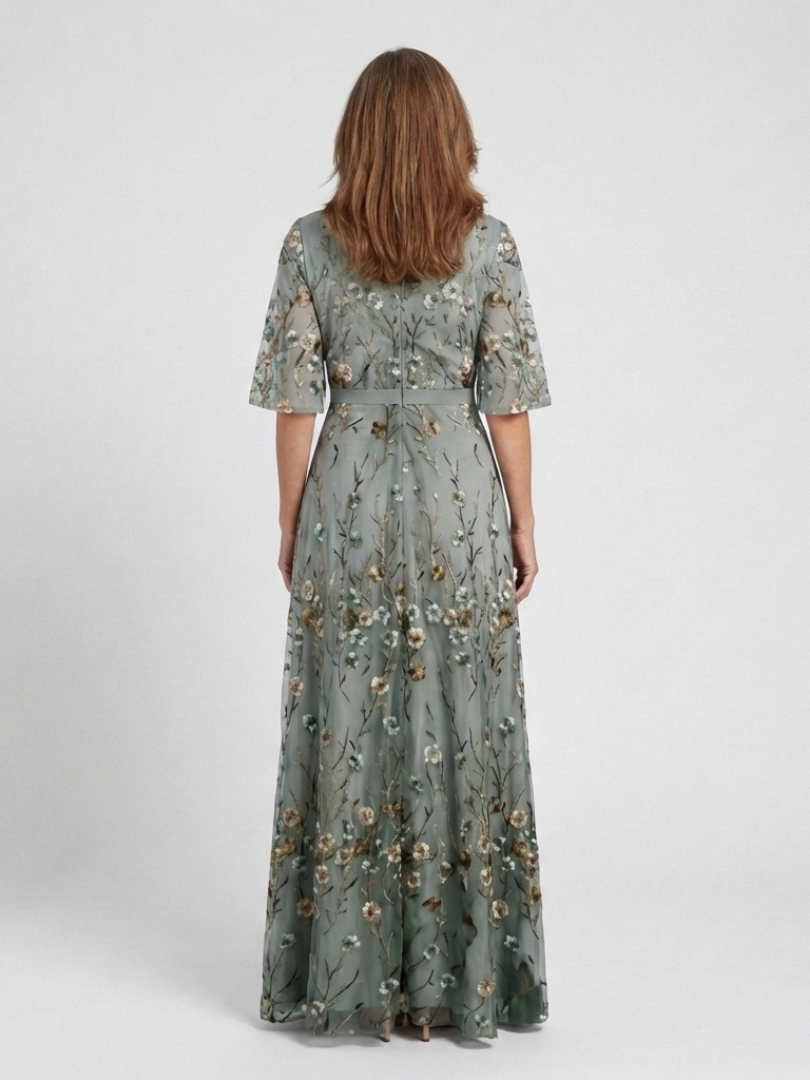 Élodie | Langes Blumenkleid mit V-Ausschnitt