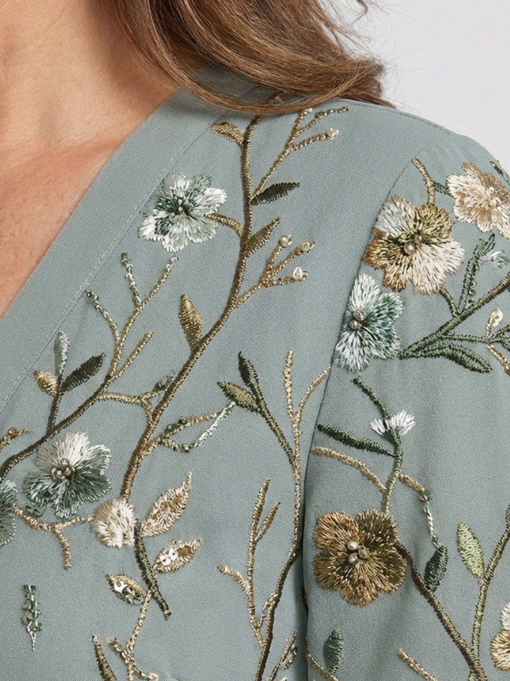 Élodie | Langes Blumenkleid mit V-Ausschnitt