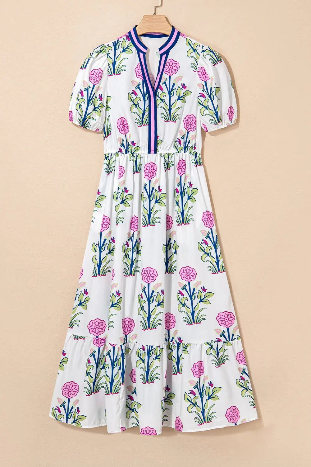 Tessa | Boho Midi-Kleid mit Volant und Puffärmeln