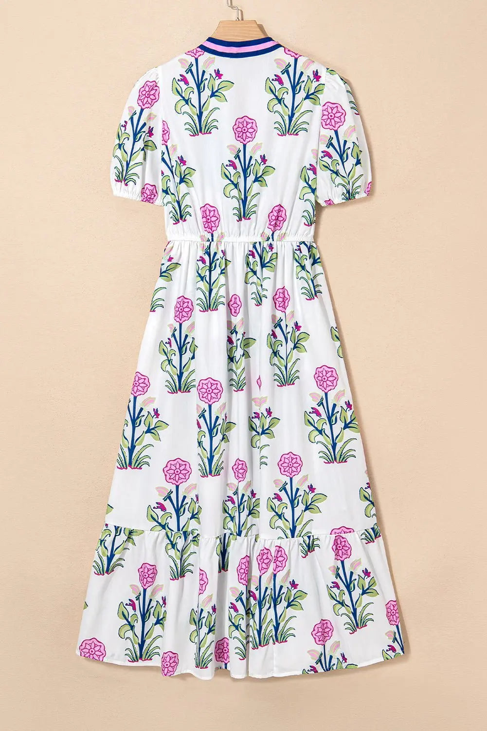 Tessa | Boho Midi-Kleid mit Volant und Puffärmeln